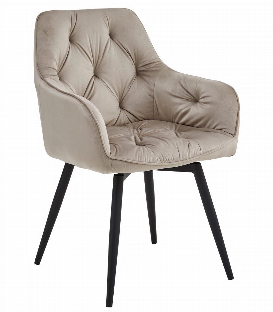 Sedia VALORA JORK - Girevole in velluto beige scuro per soggiorno x 2