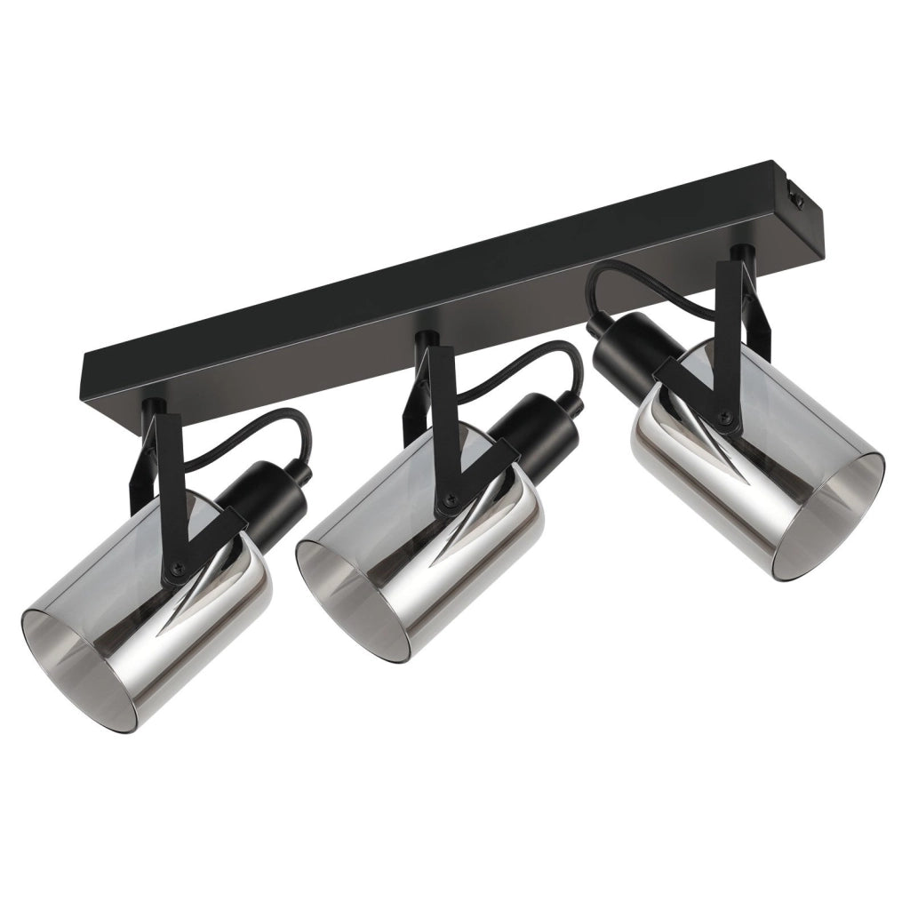 ZMH Faretto da soffitto 3 fiamme vetro grigio fumé E14 per camera letto