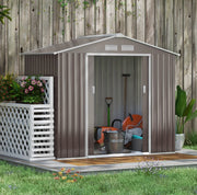 Casetta da giardino in acciaio con doppia porta scorrevole e ventilazione; 213x130x185 cm; grigio