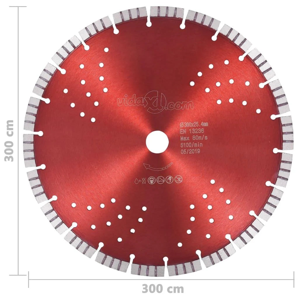 Disco da taglio diamantato con turbo e fori lama per sega disco per smerigliatrice rettificatrice sega da tavolo macchina per il taglio dell'acciaio 300 mm 02_0003730