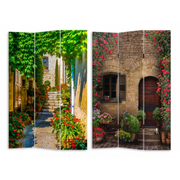 Paravento stampa 3 ante scalinata con fiori cm 120,6x2,5h180