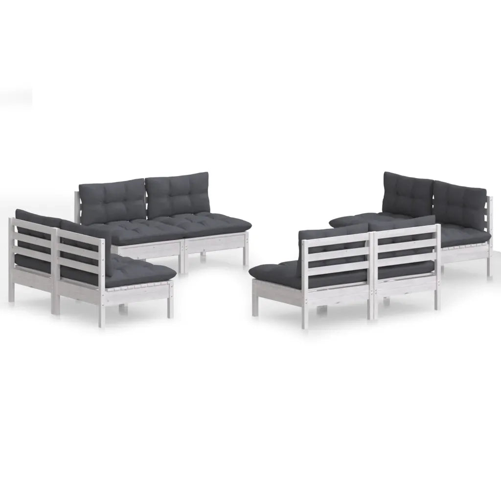 Set Divani da Giardino 8 pz e Cuscini Antracite Legno di Pino 3096041