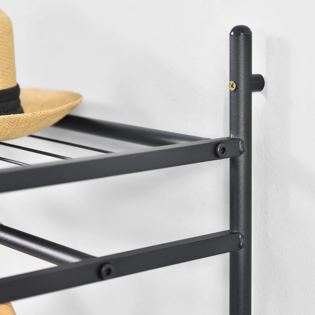 Organizzatore Guardaroba, Scaffalatura con Asta Appendiabiti e 2 Ripiani, Cabina Armadio Senza Ante (AxLaxP) 150 x 80 x 40 cm - Nero, Metallo