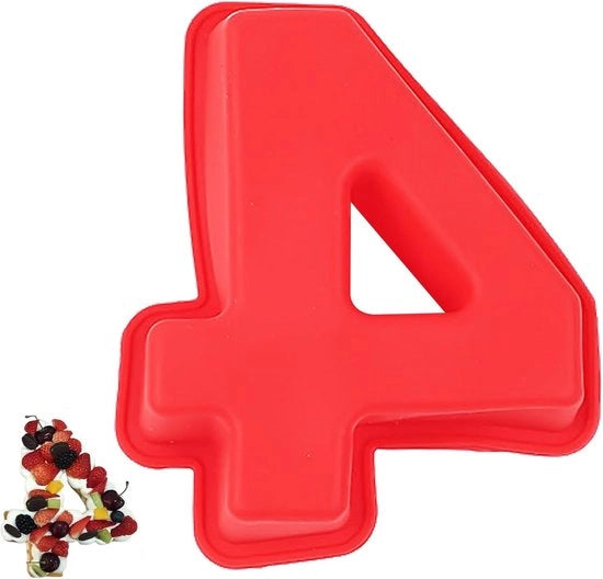 Forma per torte in silicone con numeri 4 - Grande forma 3D per torte, compleanni e feste con rivestimento antiaderente