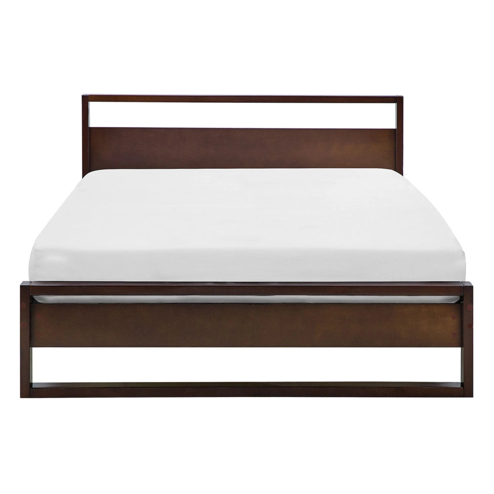 Letto matrimoniale in legno di pino scuro 140 x 200 cm a doghe