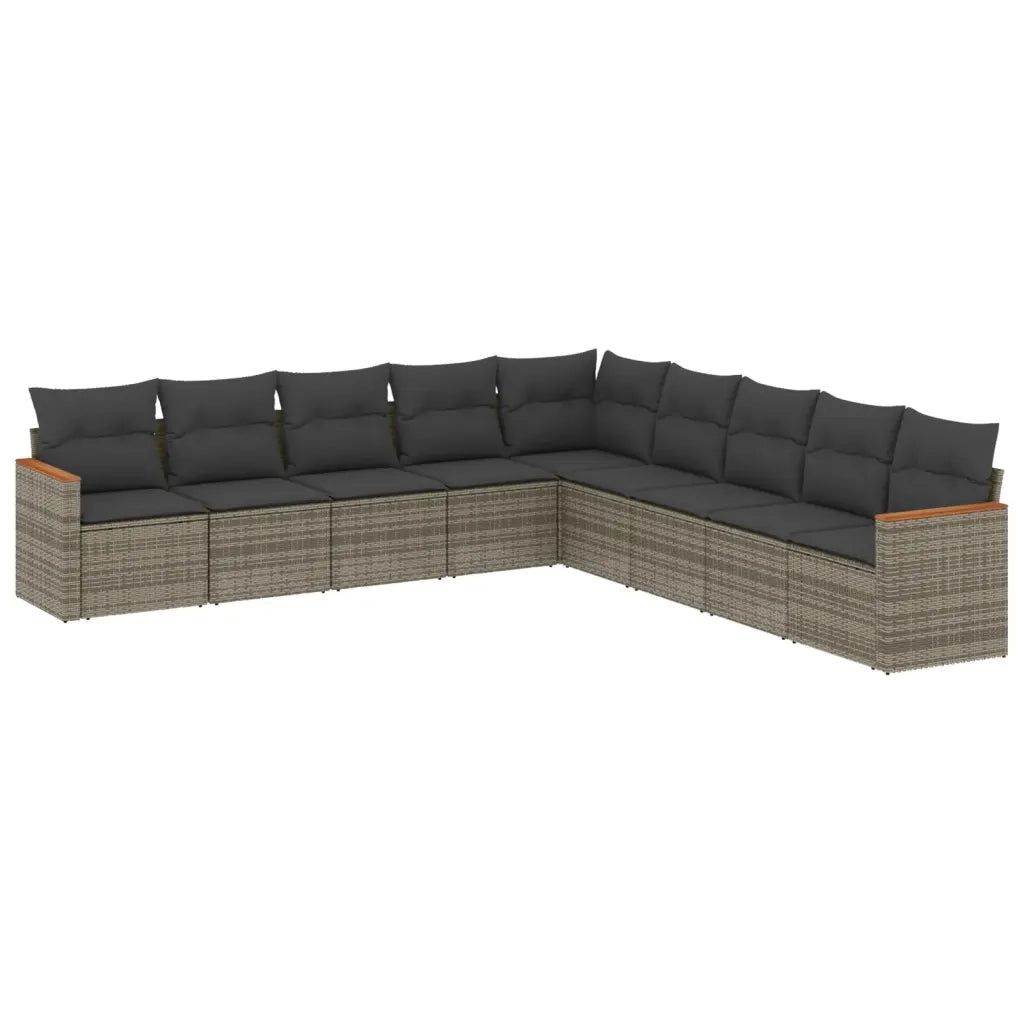 Set Divano da Giardino 9 pz con Cuscini Grigio in Polyrattancod mxl 112320