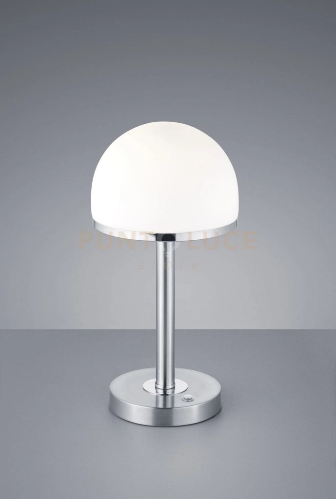 BERLIN LAMPADA TAVOLO LED DIFFUSORE VETRO MEZZA SFERA 4 INTENSITA' DI LUCE COLORE ACCIAIO H.39CM 3000K 450LM 4,5W