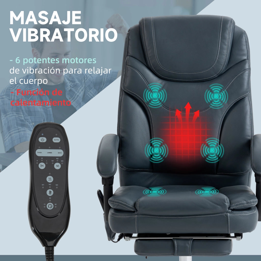 Sedia da ufficio con massaggio e poggiapiedi ¨C Xylo ¨C Rivestimento similpelle grigio 67x67x121 cm