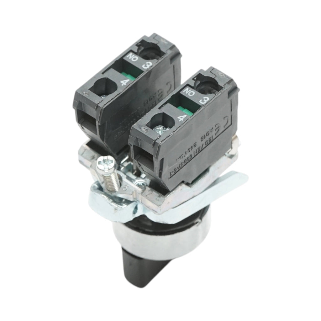 Selettore a 3 posizioni con ritorno, nero, 2NO, 24V/10A, TB4-BD53 Breckner Germany