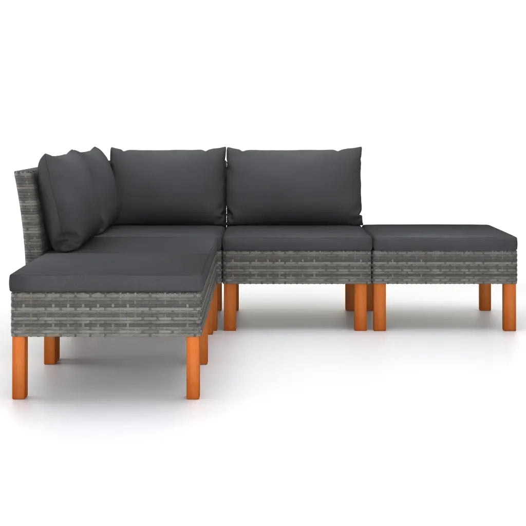 Set Divani da Giardino 5 pz con Cuscini in Polyrattan Grigio 3059710