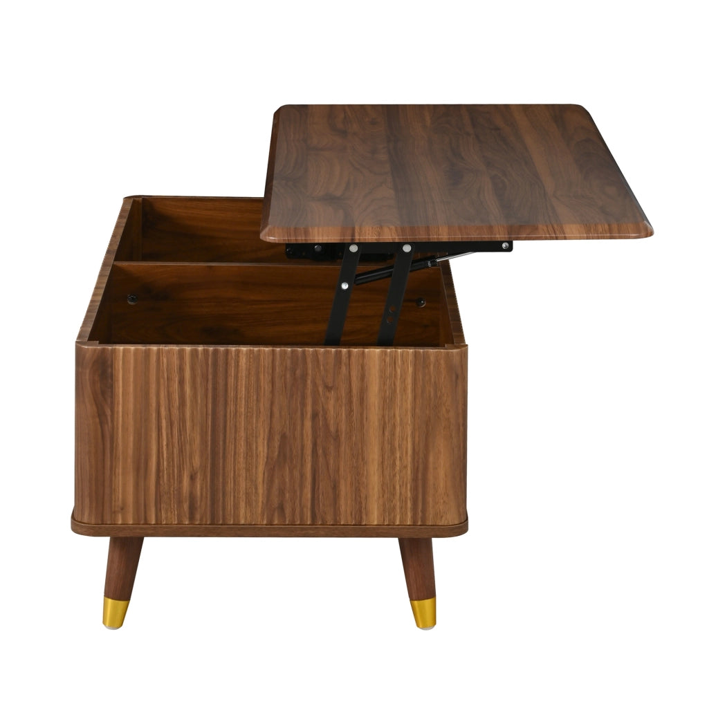 Tavolino da caff¨¨ 97x52 cm con piano regolabile in MDF color noce