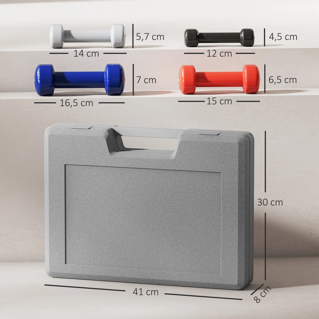 Set manubri 10 Kg ¨C zephmum ¨C 4 coppie 0.5/1/1.5/2 Kg con valigetta metallo PU