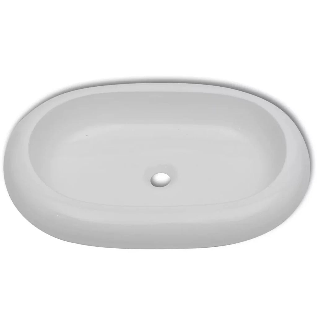 Lavabo ovale da bagno in ceramica 63 x 42 cm bianco 02_0002479