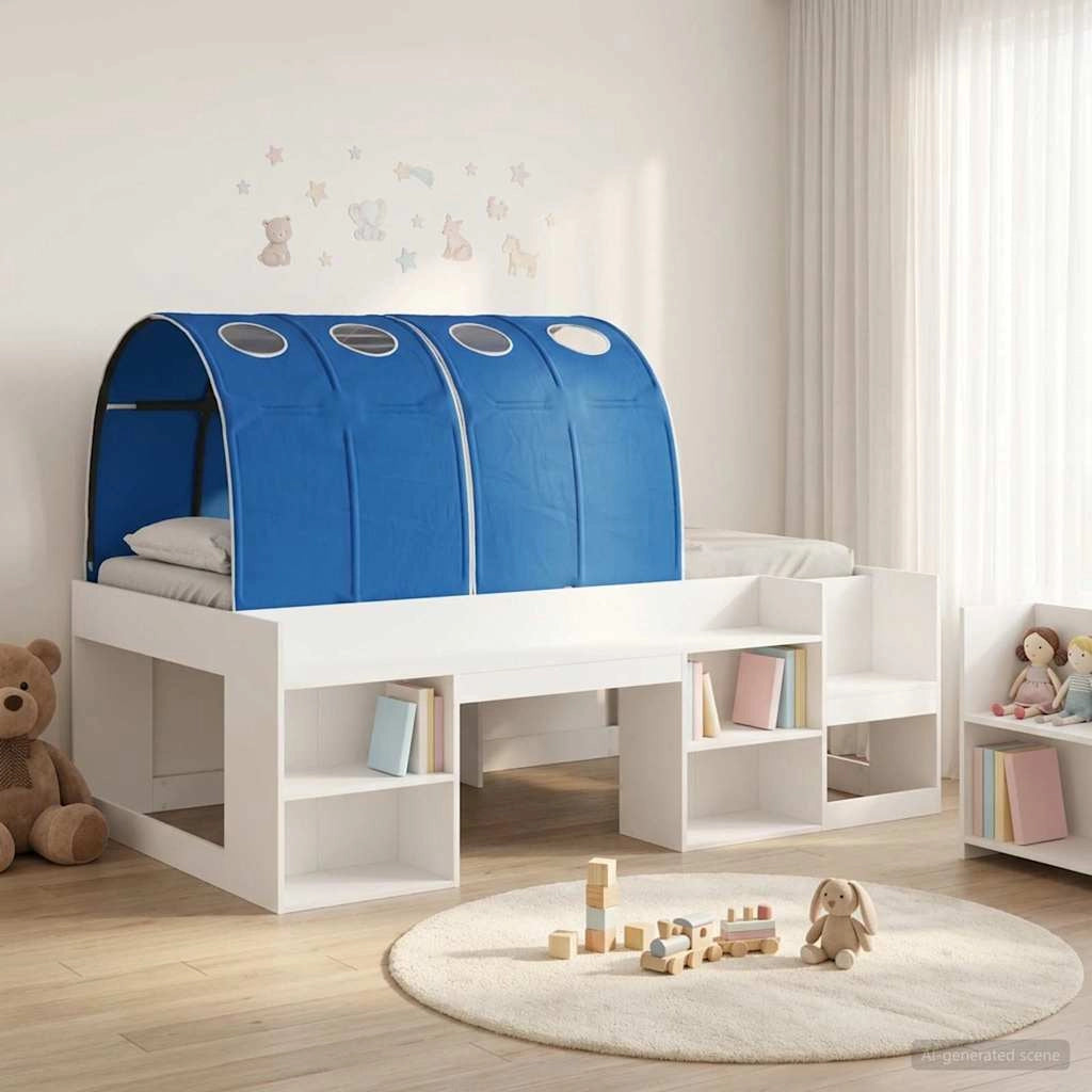 Letto con Tunnel 3 pz Bianco e Blu Legno ingegnerizzato 3423607