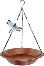 Bagno da Terra per Uccelli Sospeso, Bagno in Metallo Antico per Esterno con 43 cm Catene Inossidabili Nere per Decorazione di Giardino e Cortile