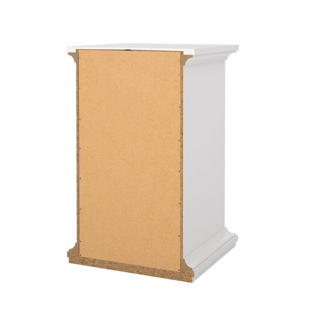 Comodino Mauricette, Comò basso, Tavolino da notte, Mensola da letto, 44x40 h70 cm, Bianco