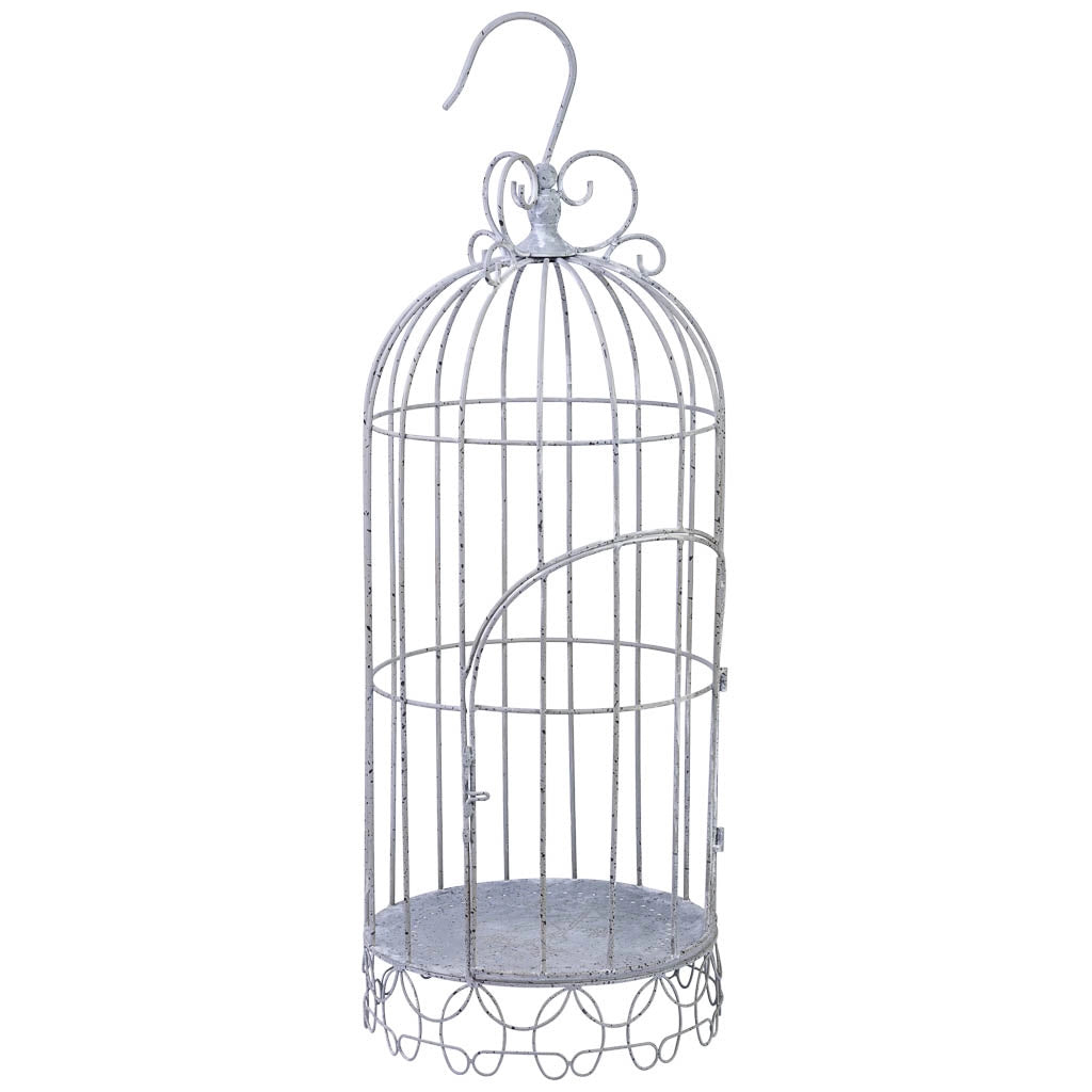 Gabbia decorativa in metallo grigio 28,58x28,58x81,28h cm