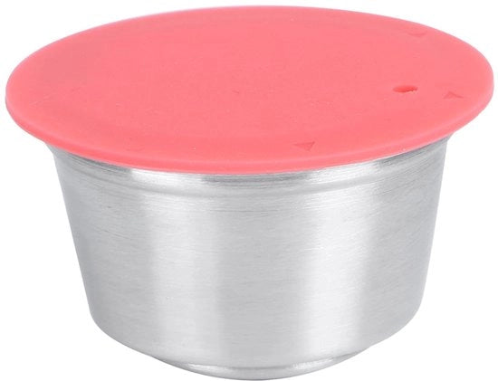 Capsula di caffè riciclabile con filtro - Capsula riutilizzabile con foro - Sostenibile e sicura - Rosso - Adattatore per filtro di caffè - Adatto per macchina per caffè...