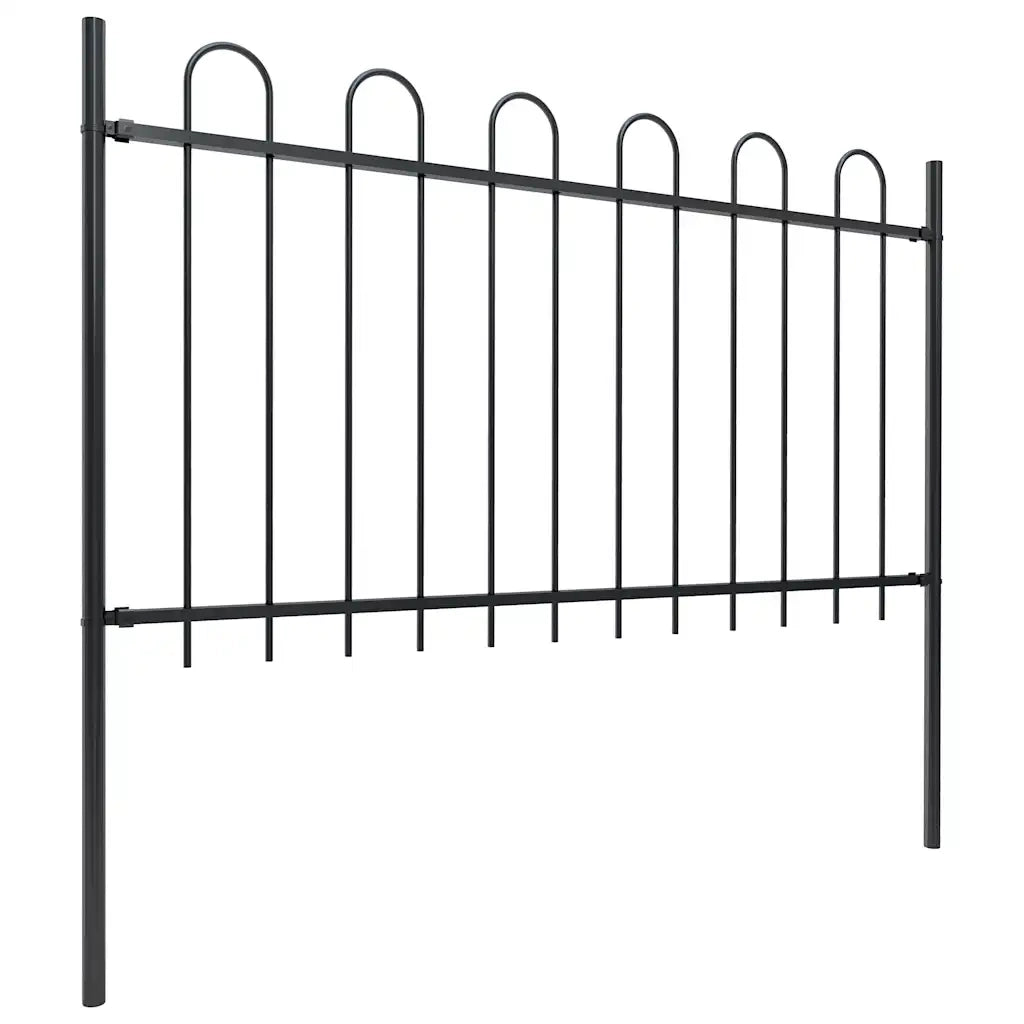 Recinzione da Giardino con Parte Superiore ad Anello in Acciaio 1172x100 cm Nero 277662