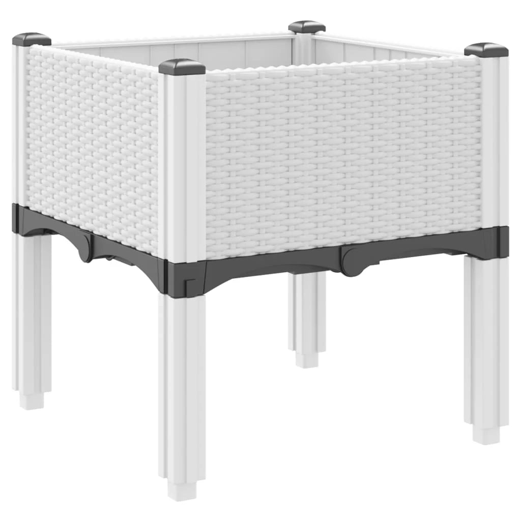 Fioriera rialzata per piante fiori patio giardino con gambe 40 x 40 x 42 cm PP bianco 02_0038163