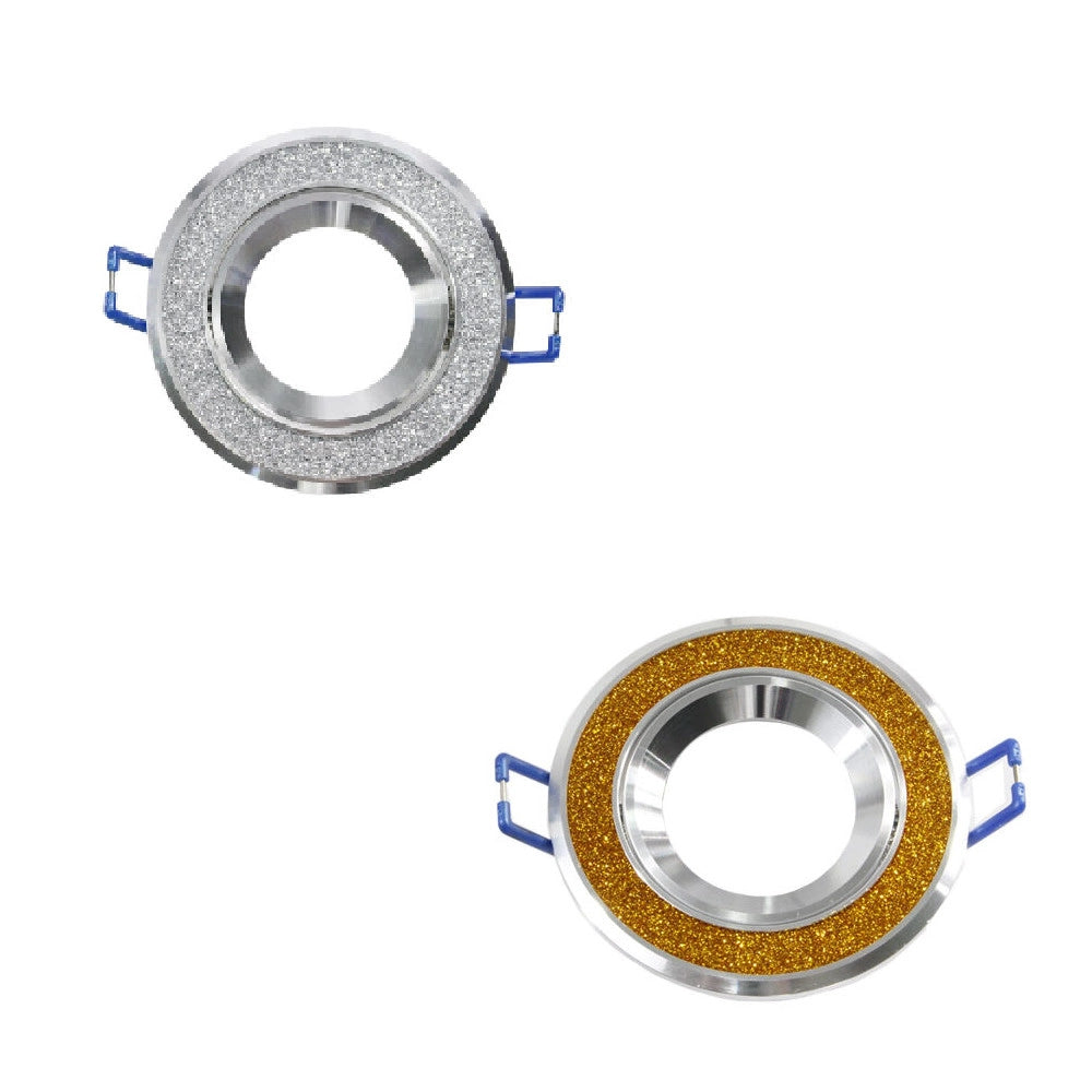 Trade Shop - Porta Faretto Incasso Orientabile Acciaio Supporto Rotondo Decorato Glitter P8 -