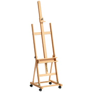 Cavalletto Pittura Pieghevole 50,5x53x178-238 cm con Ruote in Legno di Faggio