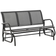Easycomfort Panchina a Dondolo da Giardino a 3 Posti in Metallo e Tessuto a Rete Traspirante, 147x75x85cm, Grigio