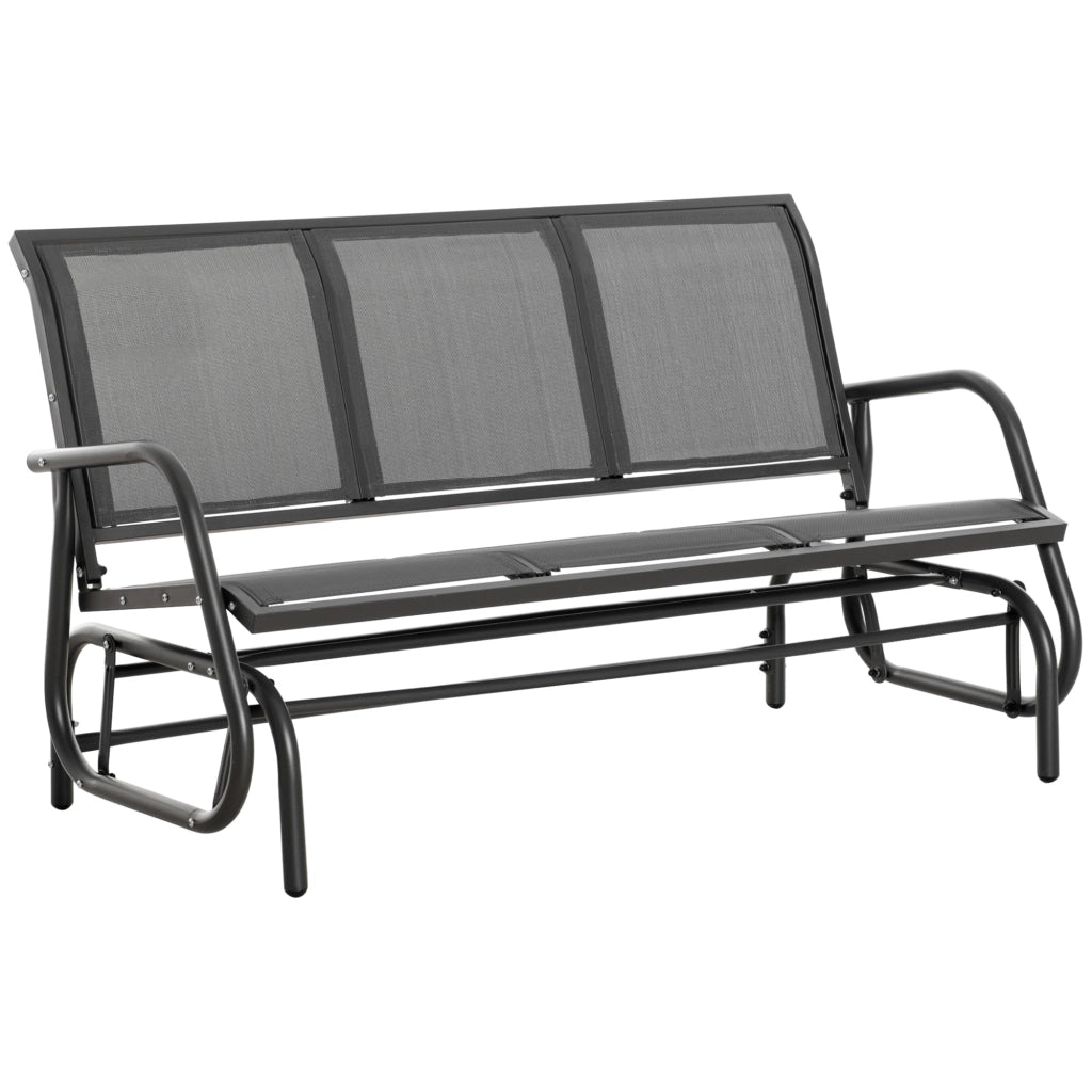 Easycomfort Panchina a Dondolo da Giardino a 3 Posti in Metallo e Tessuto a Rete Traspirante, 147x75x85cm, Grigio