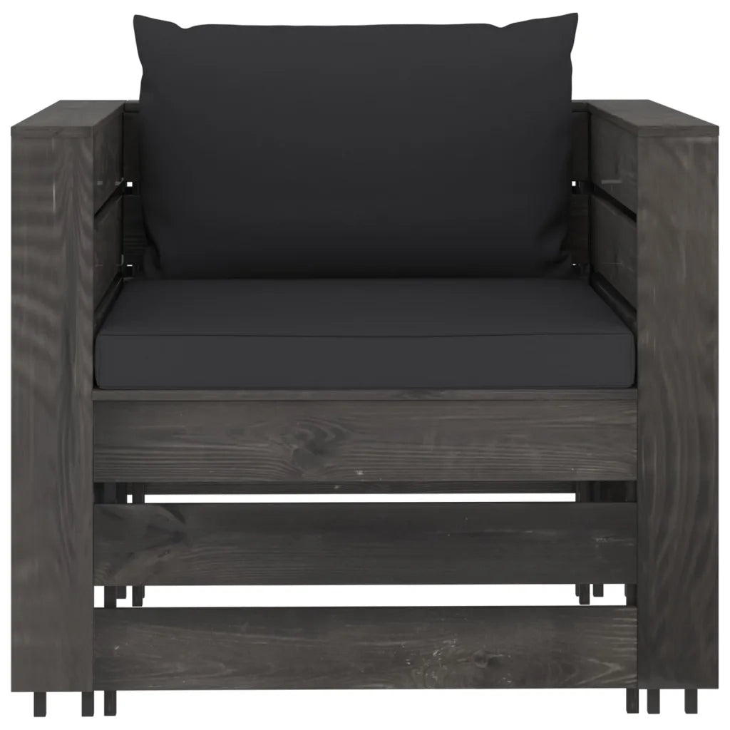 Set Divani da Giardino con Cuscini 2 pz Legno Impregnato Grigio cod mxl 42755