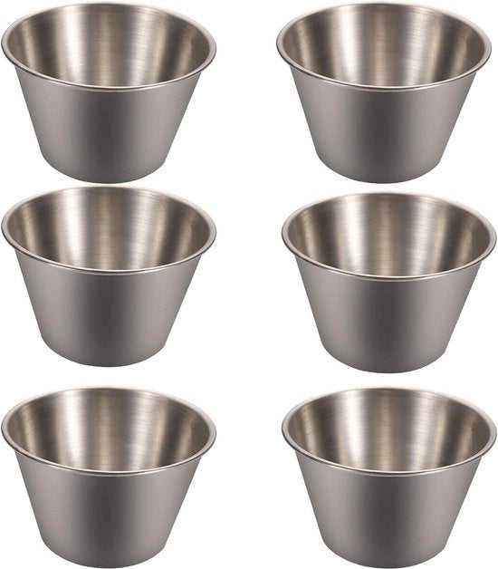 6 piccoli piatti per snack in acciaio inossidabile, piccoli contenitori per salse, ciotole, acciaio inossidabile, snack, piatti da servire per insalate, snack e altri piatti da servire per lavatrici a vapore e lavastoviglie.