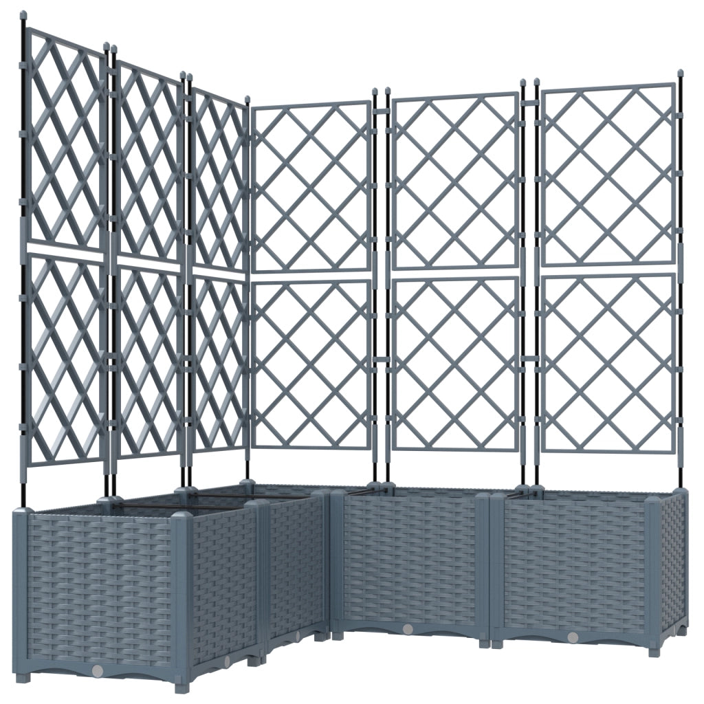 Vaso da Giardino con Trellis 5 pcs Grigio Chiaro 120x120x143 cm