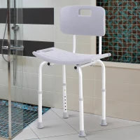 Sedia da Doccia per Bagno in Alluminio e Plastica Altezza Regolabile 8 Livelli 71-88cm Piedini Antiscivolo