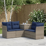 Set di divani 5 pz Grigio e Blu Navy Rattan sintetico e Acciaio 3447841