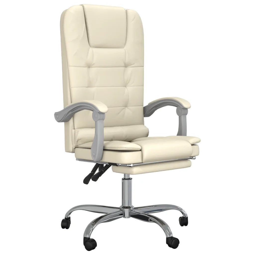 Poltrona da Ufficio Massaggiante | Sedia Relax Reclinabile Crema Similpelle