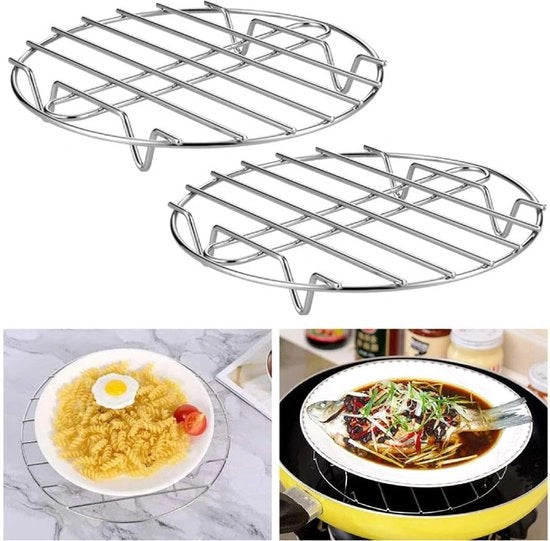 Taartaio metallico 2 in 1, rostro per pentole, raffreddatore per torte, metallico, in acciaio inossidabile, resistente a forno e lavastoviglie