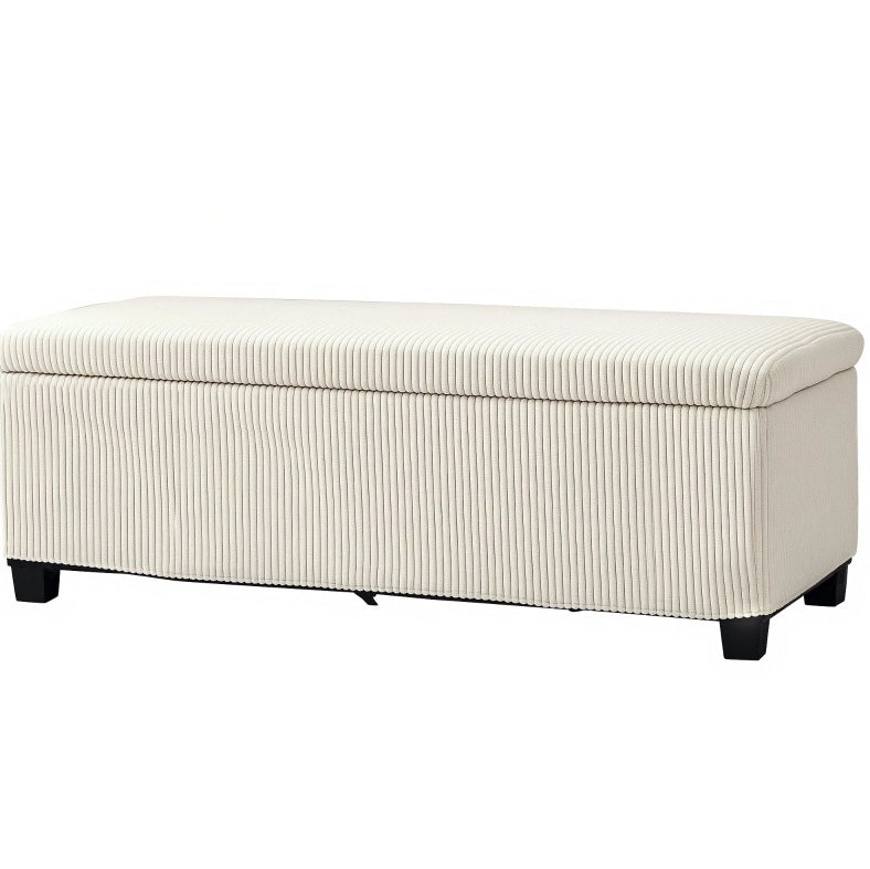 Panca contenitore imbottita beige 112 x 42 x 40 cm
