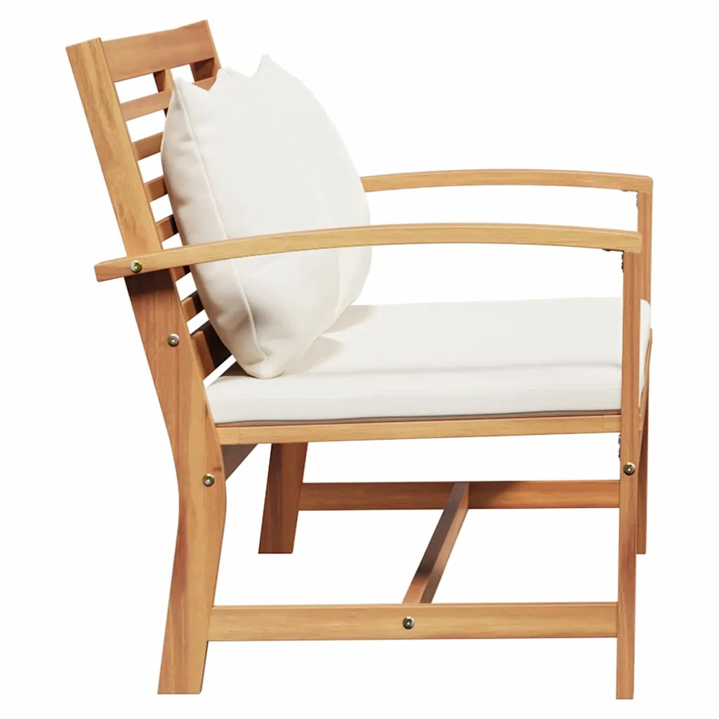 Sedia da giardino-Panchina Marrone e Crema 110 x 66 x 76 cm Legno di teak solido