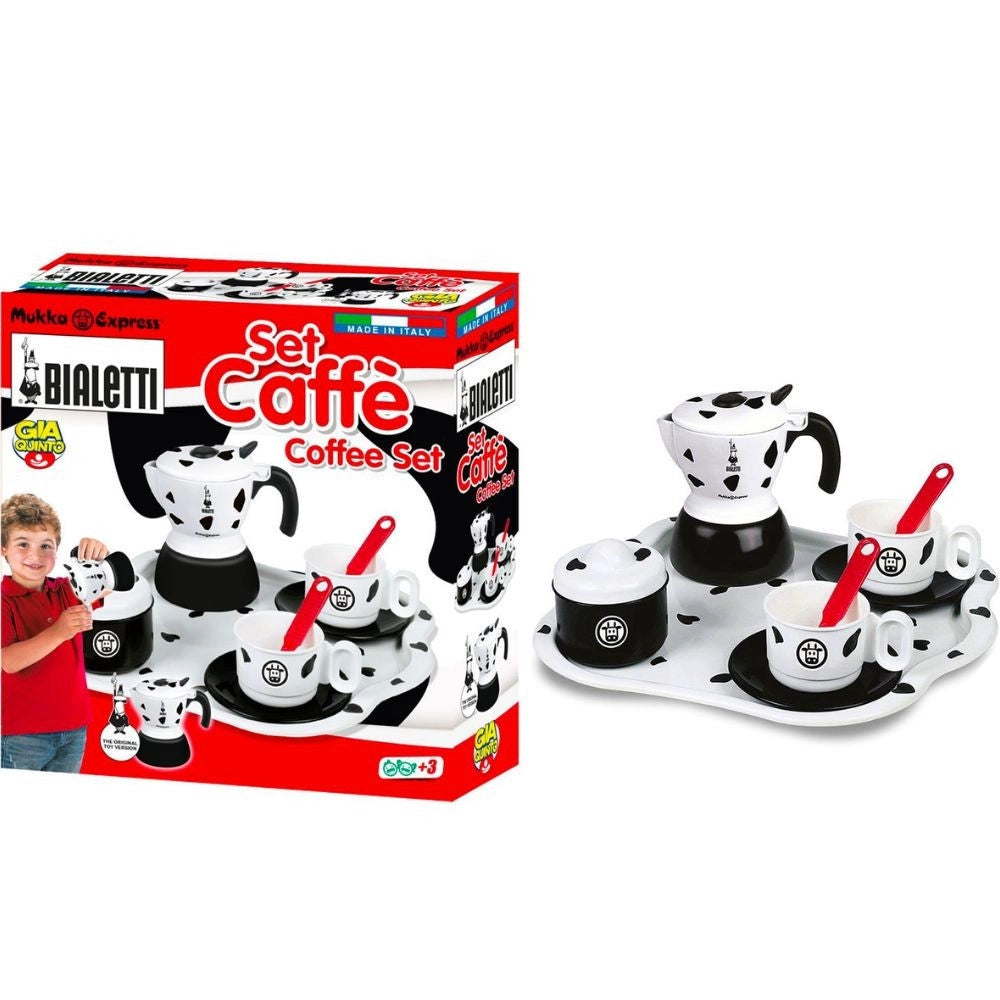 Trade Shop - Set Caffè Bialetti Con Vassoio Tazzine Caffettiera Piattini Zuccheriera Bimbi 3+ -