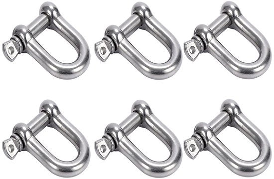 Anello a D con 6 pezzi - Acciaio Inox 304 - Zaffiro - Robusto e Duraturo - Dimensioni 35 x 33 mm - Diametro Interno 24 x 12 mm