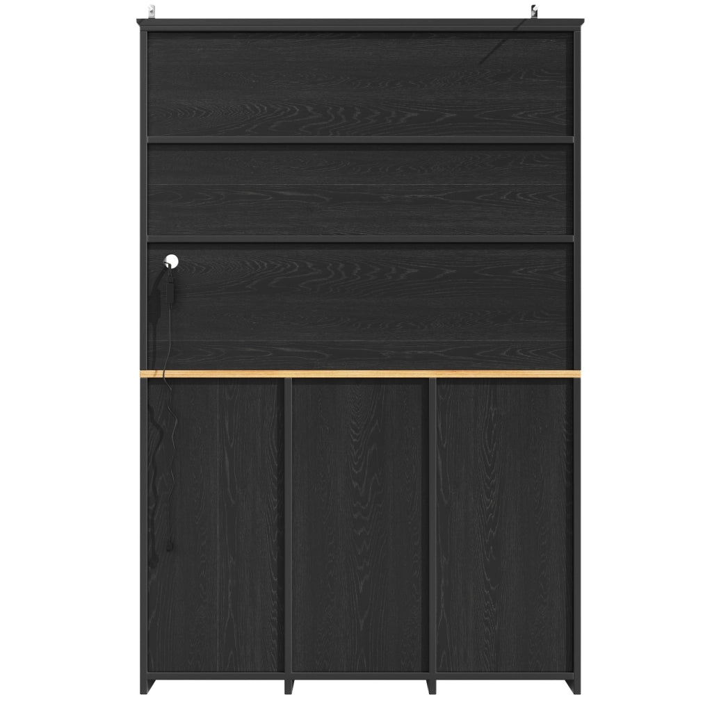 Credenza 120x40x180 cm con LED e ripiani regolabili in MDF nero