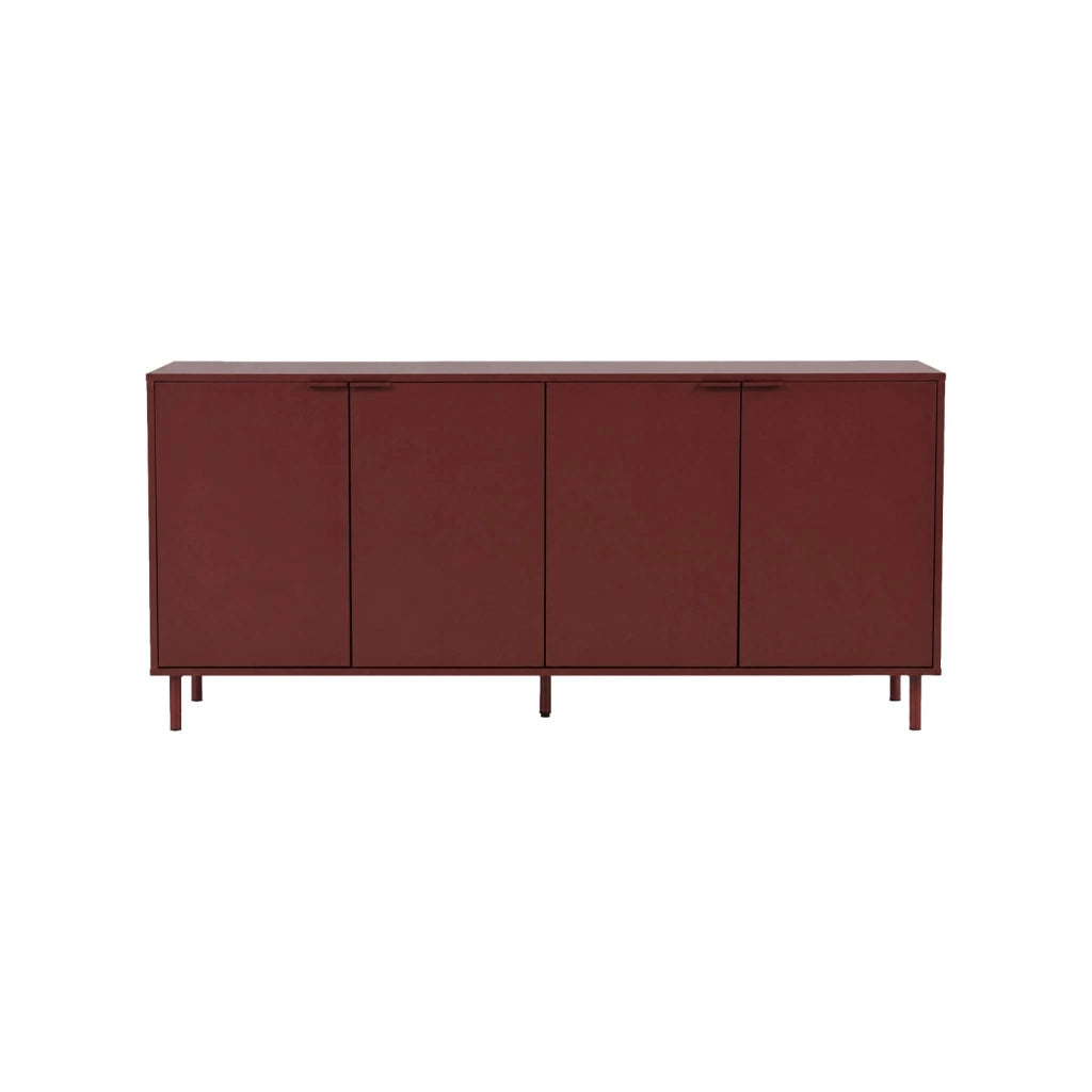 Credenza decorativa in legno e metallo 4 ante, 160cm, bordeaux