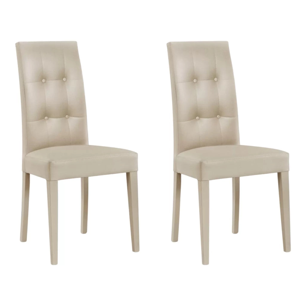 Set 2 sedie moderne legno ecopelle imbottita beige con bottoni (901) - Mobili 2G