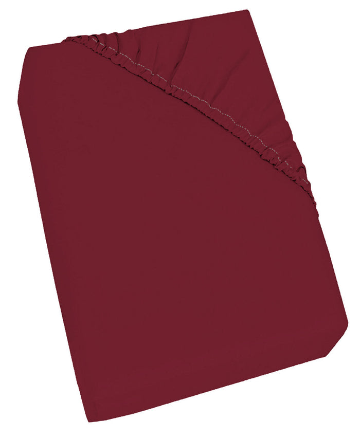 Lenzuolo Sotto Singolo con Angoli ed Elastico Tinta Unita Bordeaux