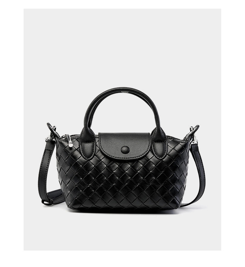 Borsa a mano in vera pelle, modello tote bag, colore nero.