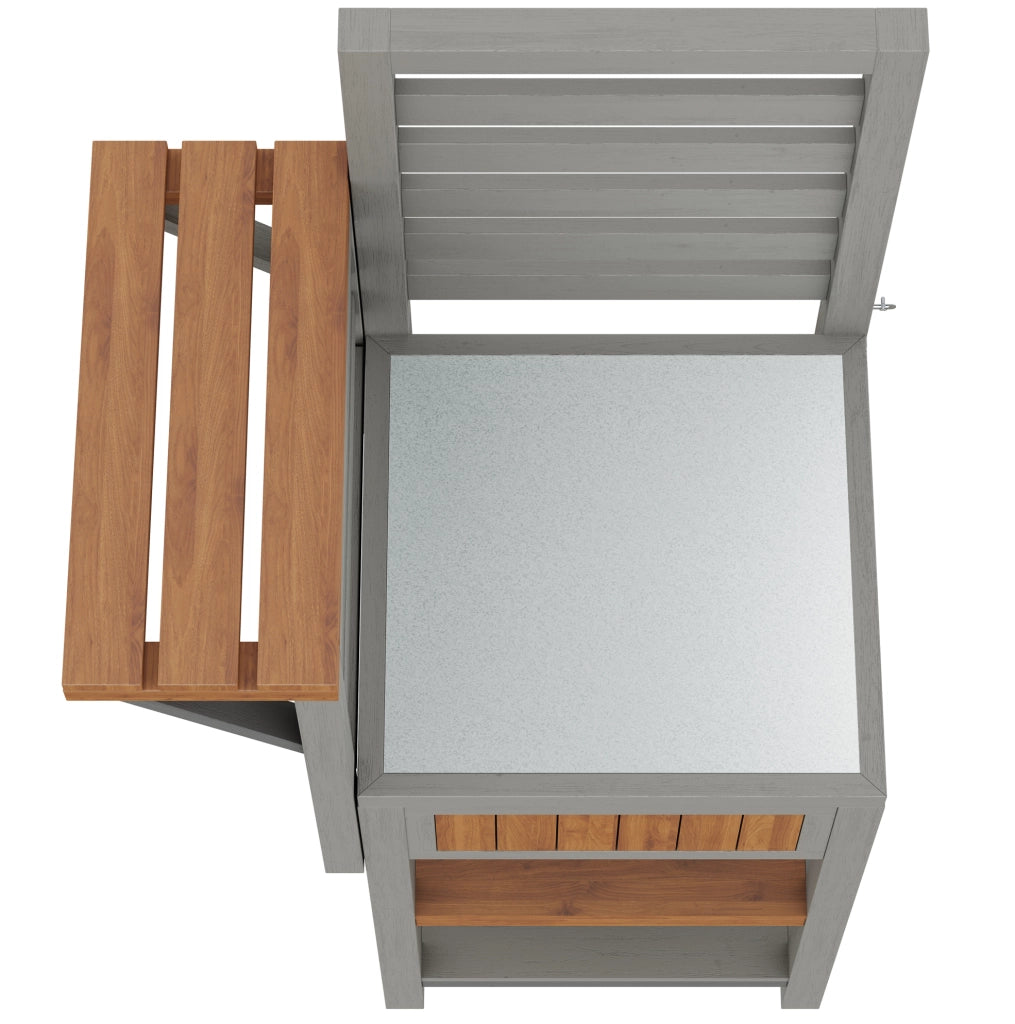 Mobile da esterno multifunzione con lavello a secco e rubinetto; 80 x 51 x 148;5 cm; legno naturale