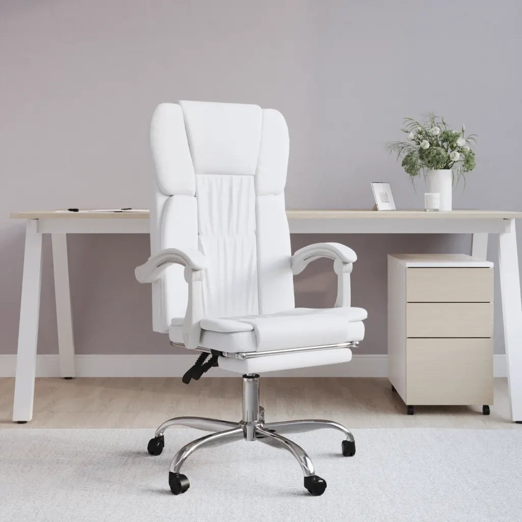 Poltrona da Ufficio Reclinabile Bianca in Similpelle cod mxl 12757