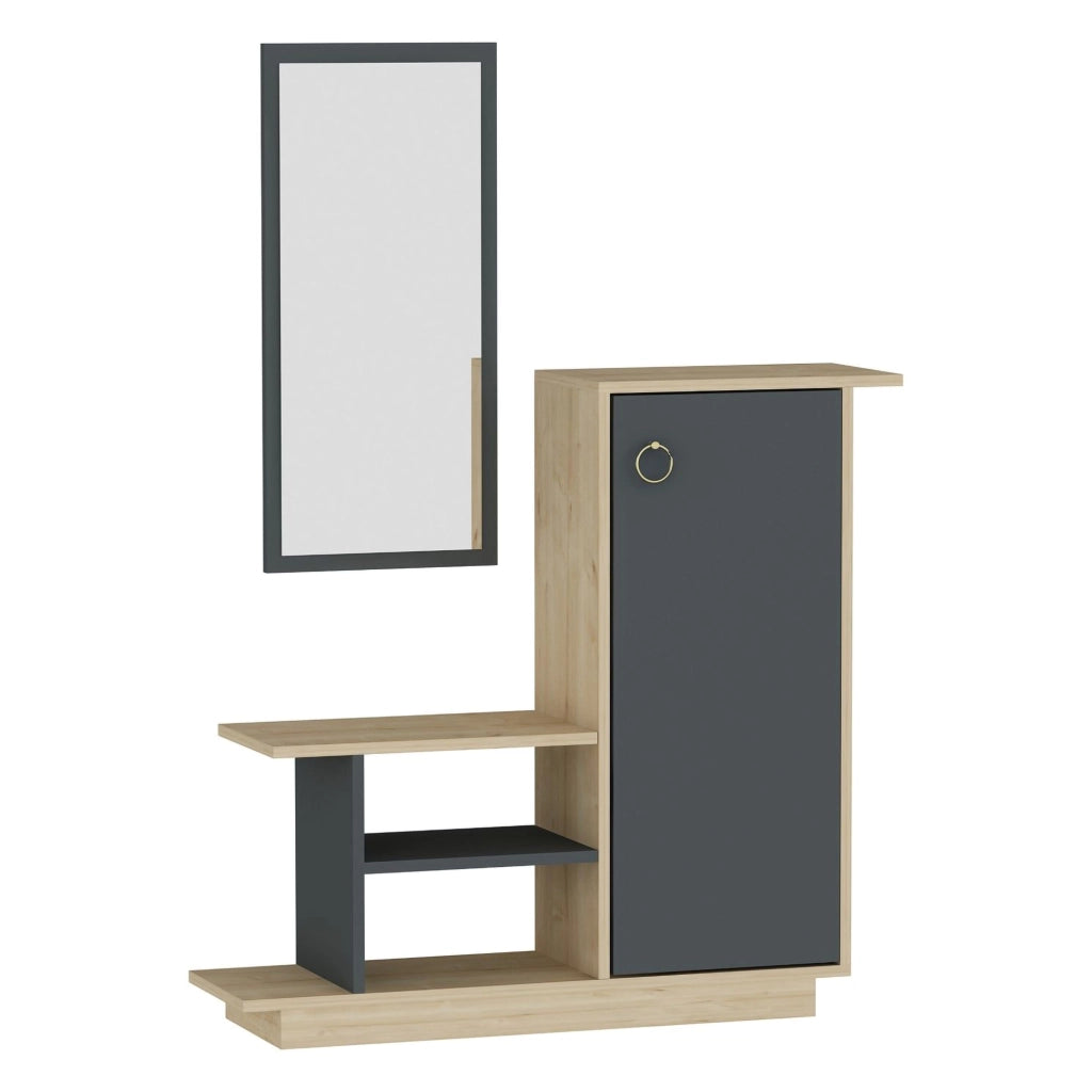 Nibbiola, Mobile da Ingresso Specchio Incluso, 80x30x90h cm Marrone Rovere