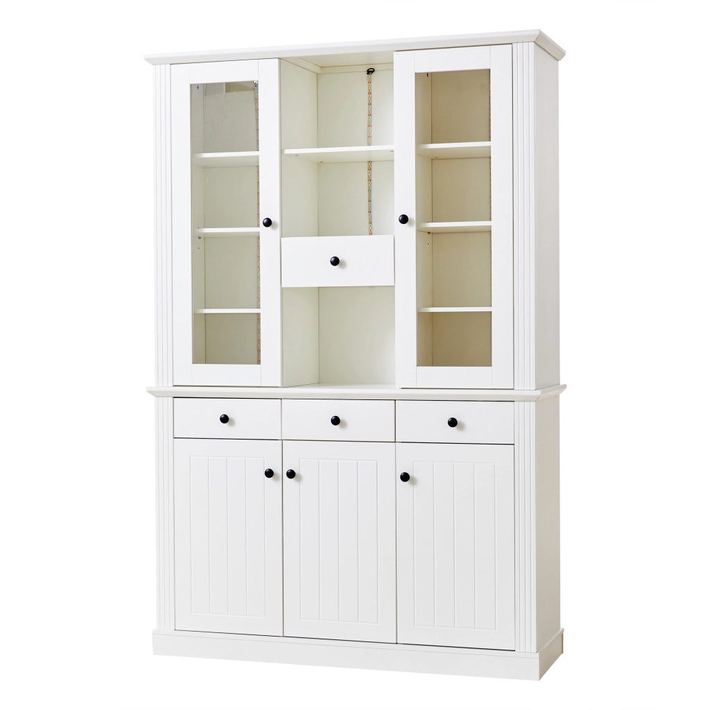 Vetrina con 5 ante; 4 cassetti e LED - per soggiorno - 119.5 x 40 x 180 cm - bianco
