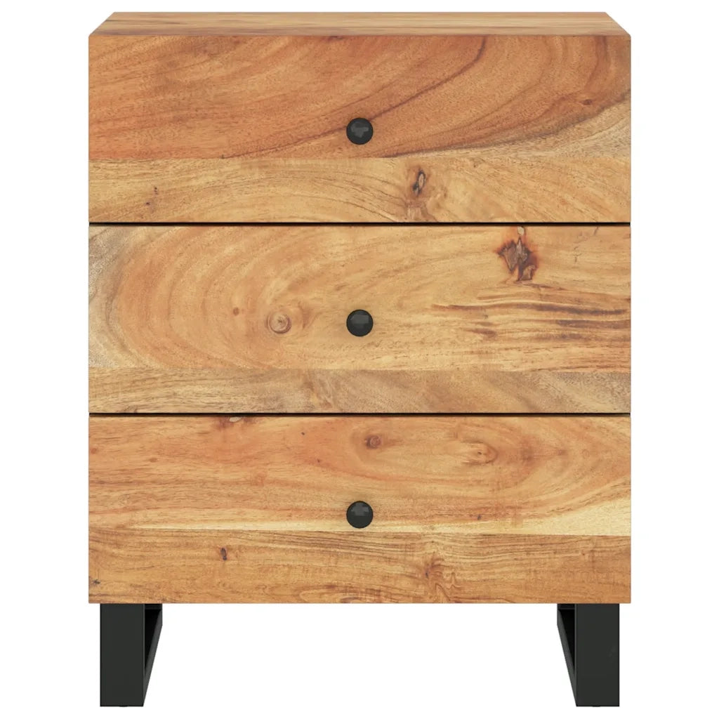 Comodino | Armadio da Notte | Mobiletto da notte 50x33x62 cm Legno Massello Acacia e Legno Multistrato