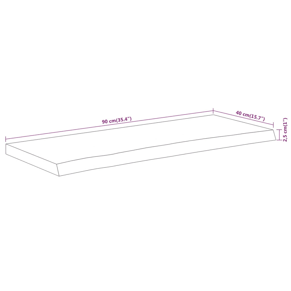 Piano Tavolo 90x40x2,5 cm Rettangolare Legno Acacia Bordi Vivi 370251